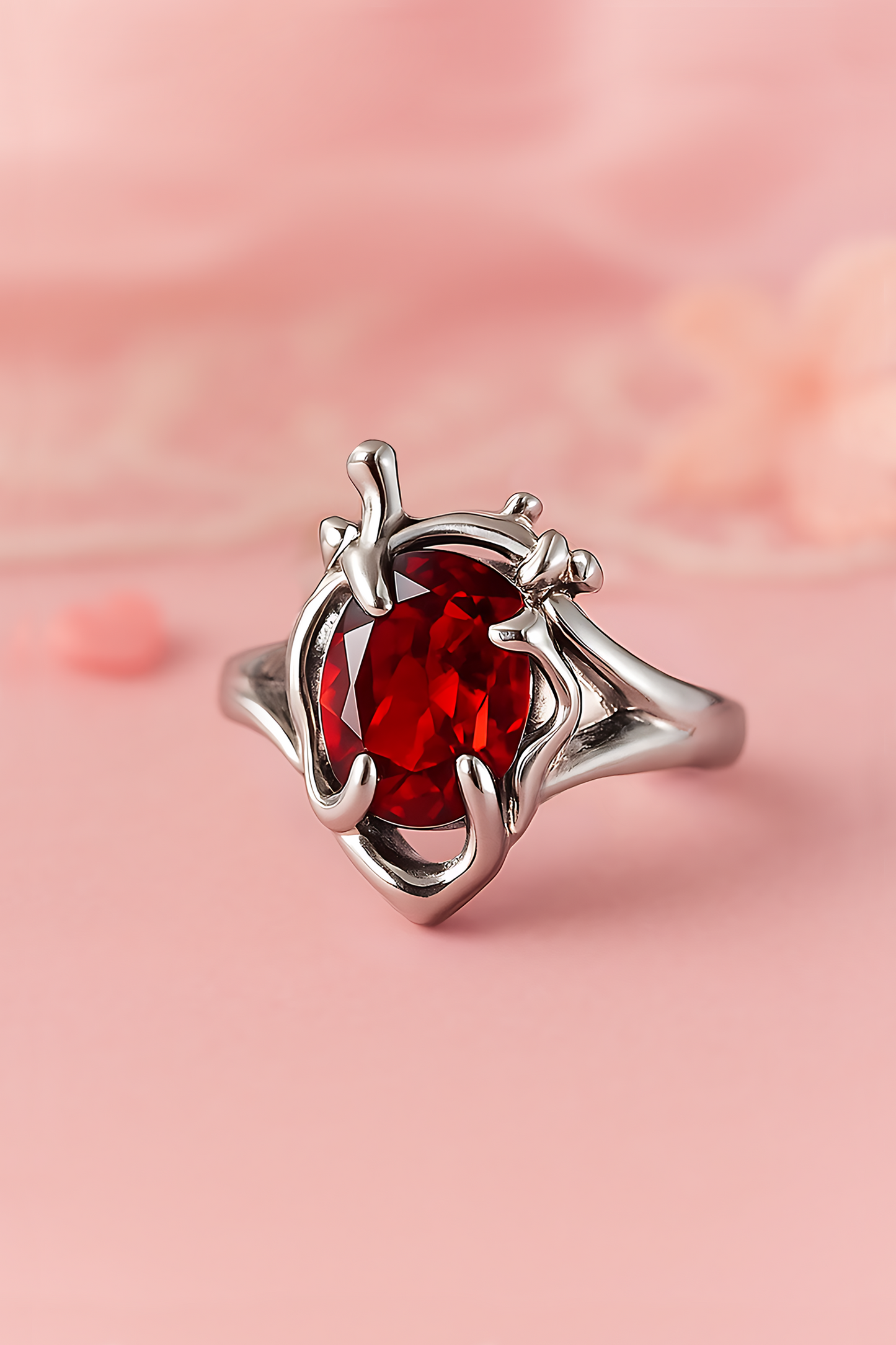 Jacks Red Ruby Heart Ring
