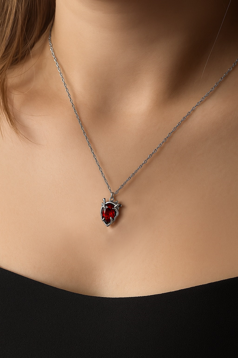 Jacks Red Ruby Heart Necklace