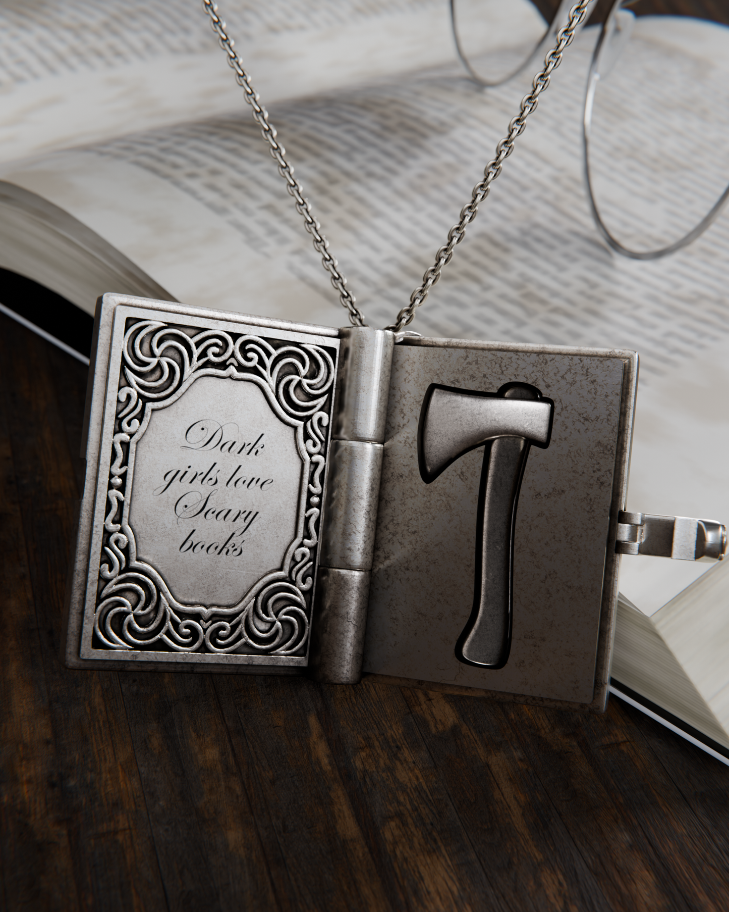 Horror Book Locket Necklace