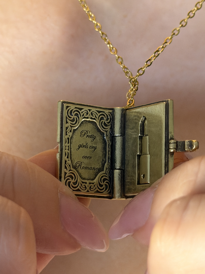 Pink Romance Book Locket Necklace