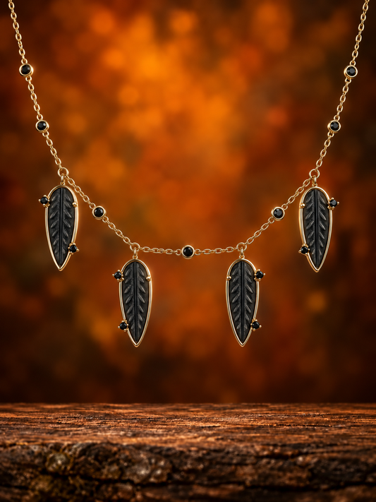 Cardan Black Feathers Collar Necklace