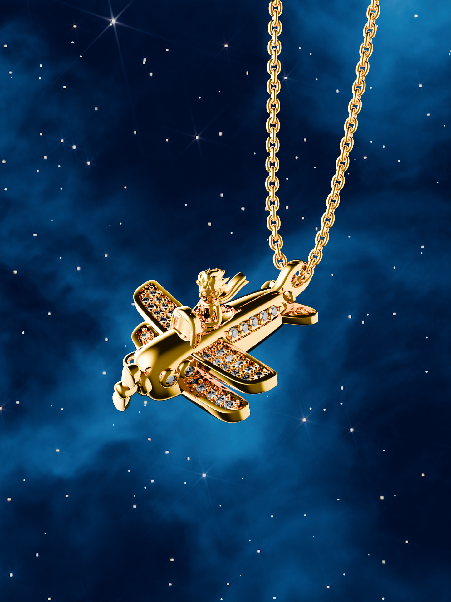 The Little Prince Plane Spinning Necklace
