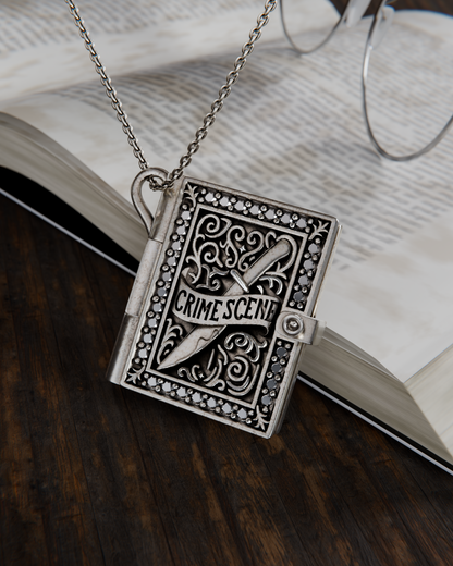 Crime Fiction Book Locket Necklace