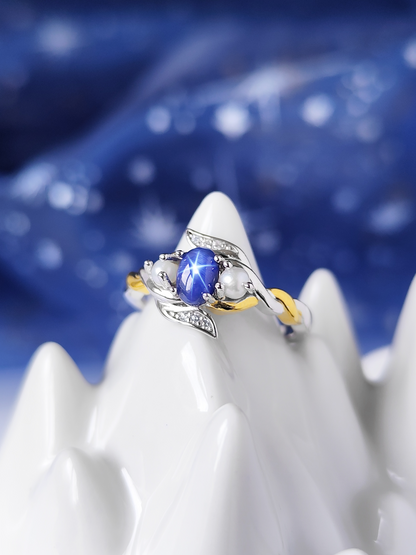 Feyre Star Sapphire Wedding Ring