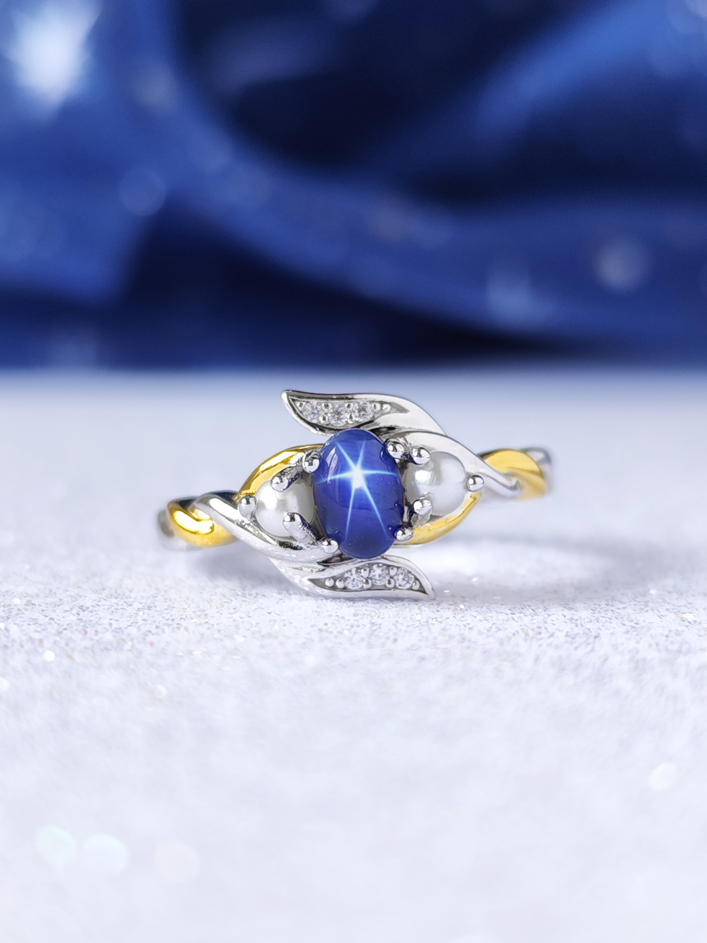 Feyre Star Sapphire Wedding Ring