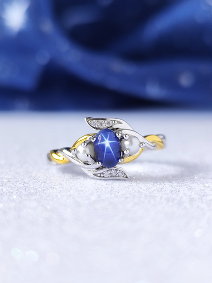 Feyre Star Sapphire Wedding Ring