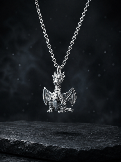 Liam's Dragon Wood Figure Necklace