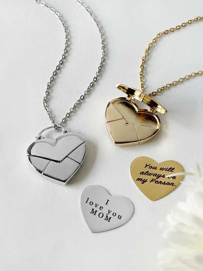 Envelope Heart Locket Necklace