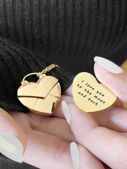 Envelope Heart Locket Necklace