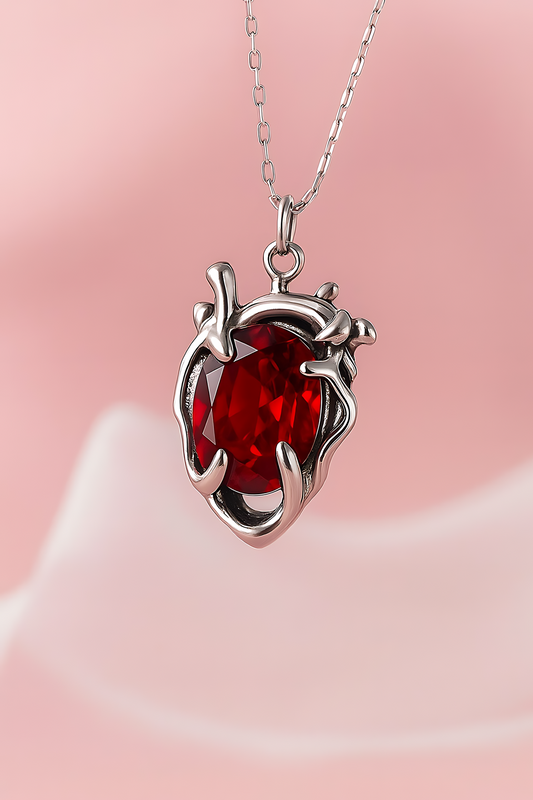 Jacks Red Ruby Heart Necklace