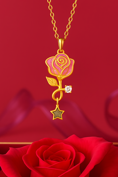 Scarlett Glow in the Dark Red Rose Necklace