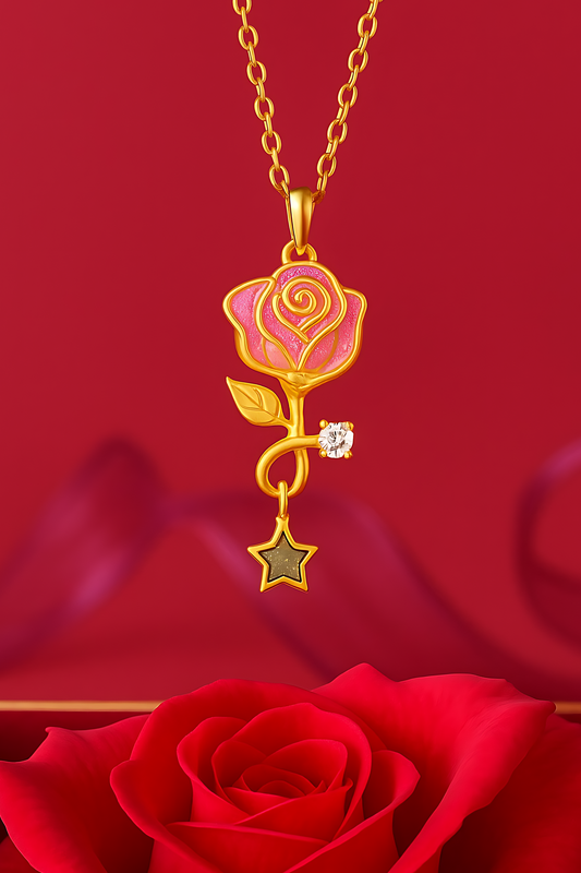 Scarlett Glow in the Dark Red Rose Necklace