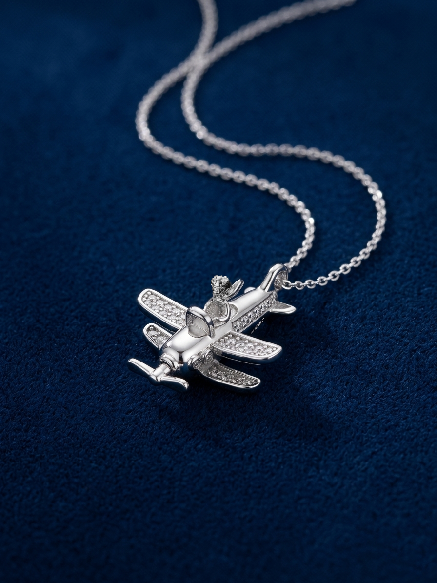 The Little Prince Plane Spinning Necklace